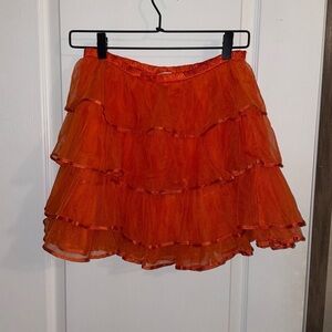 Garnet Hill Orange Girls Layered Tull‎ Skirt Size 8